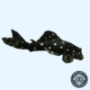 ortada del Pleco L201, mostrando su cuerpo oscuro con puntos blancos distintivos mientras descansa en el fondo del acuario.
